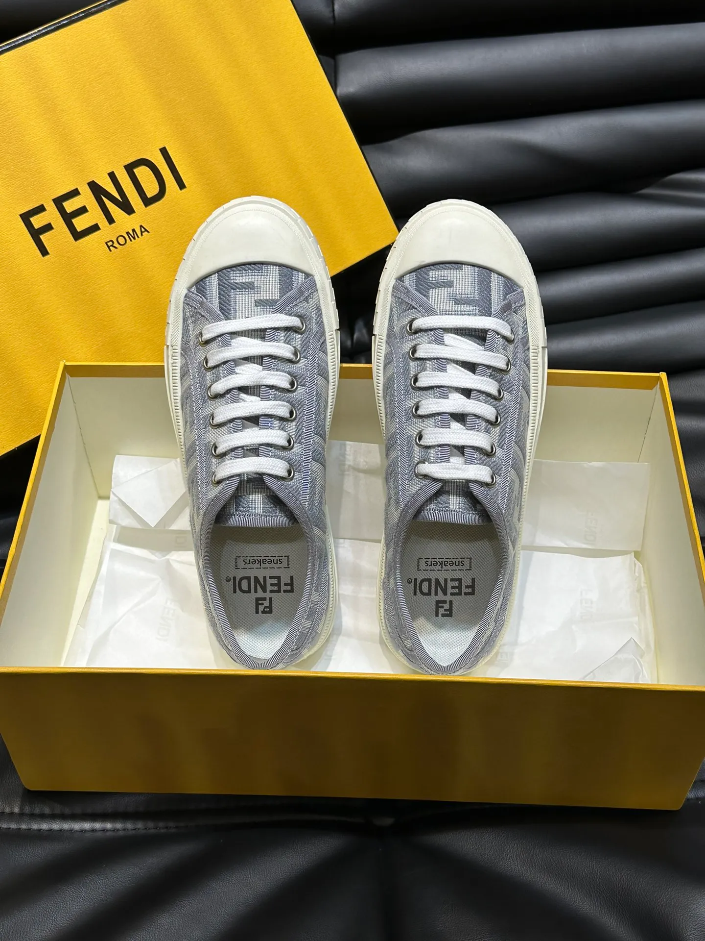 Men's men's shoes 💰420 [New style] 🍿🍿Fendi Fendi👫Couple style low-top canvas shoes, Fendi 2024 spring and summer new lace-up canvas shoes, upper FF jacquard fabric, decorated with same-color satin trim, soles FF carved decoration, soft elastic foot feel, perfect foot comfort! Size: 35-40 Male 38-45